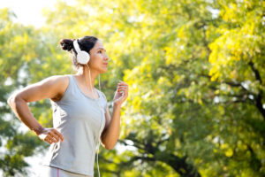woman running with music