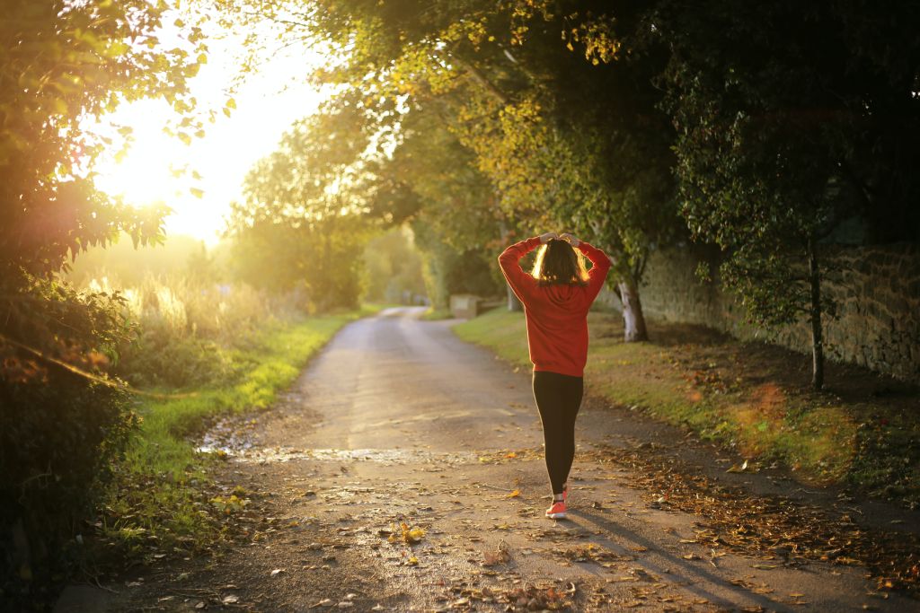 beginner runner walking in the morning