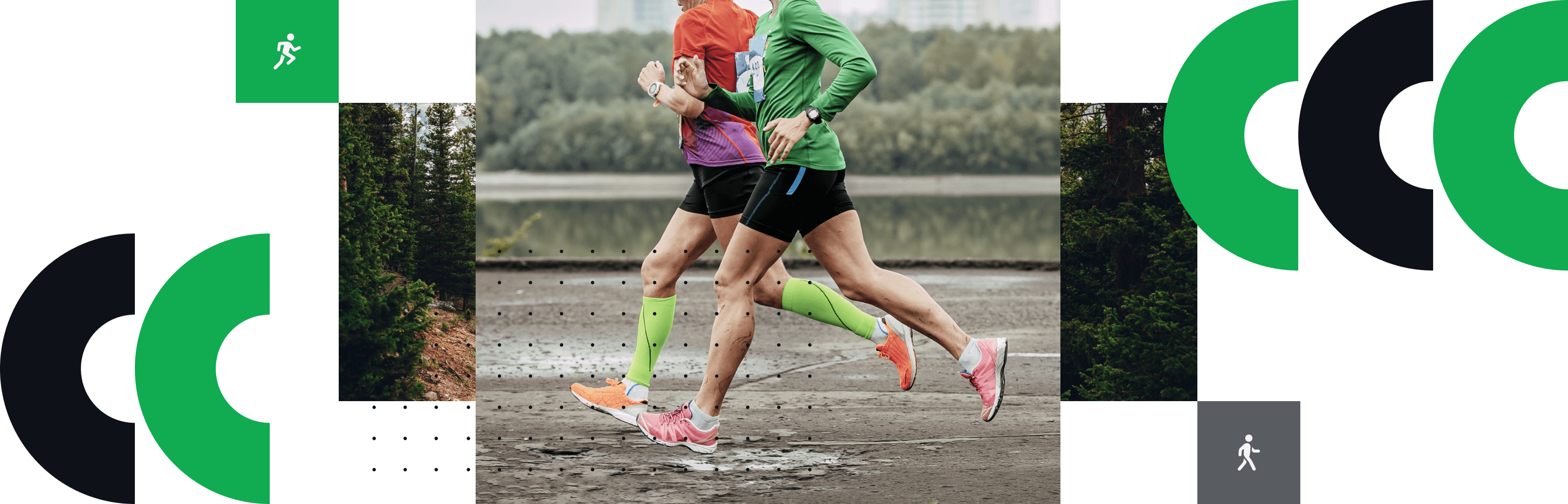 zwei menschen, die einen Marathon laufen